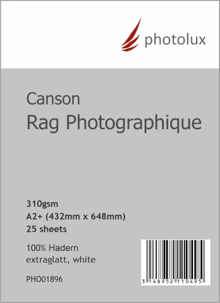 Canson Infinity Rag Photographique 310 gsm, A2+ (432x648 mm) 25 Blatt