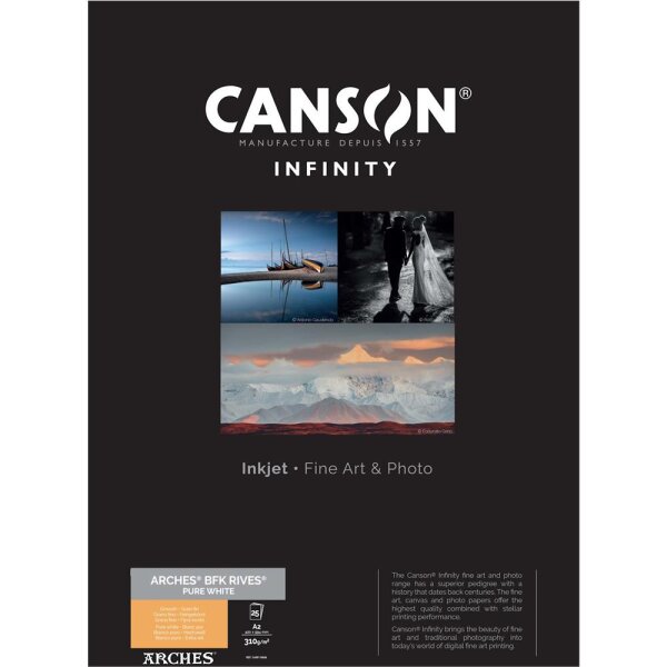 Canson Infinity Arches BFK Rives Pure White 310gsm, DIN A2 (420x594mm) 25 Blatt