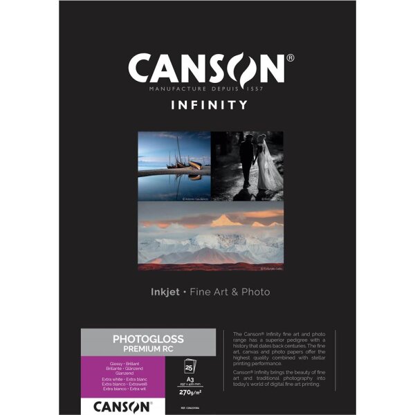 Canson Infinity PhotoGloss Premium RC 270 gsm, DIN A3 (297x420mm) 25 Blatt